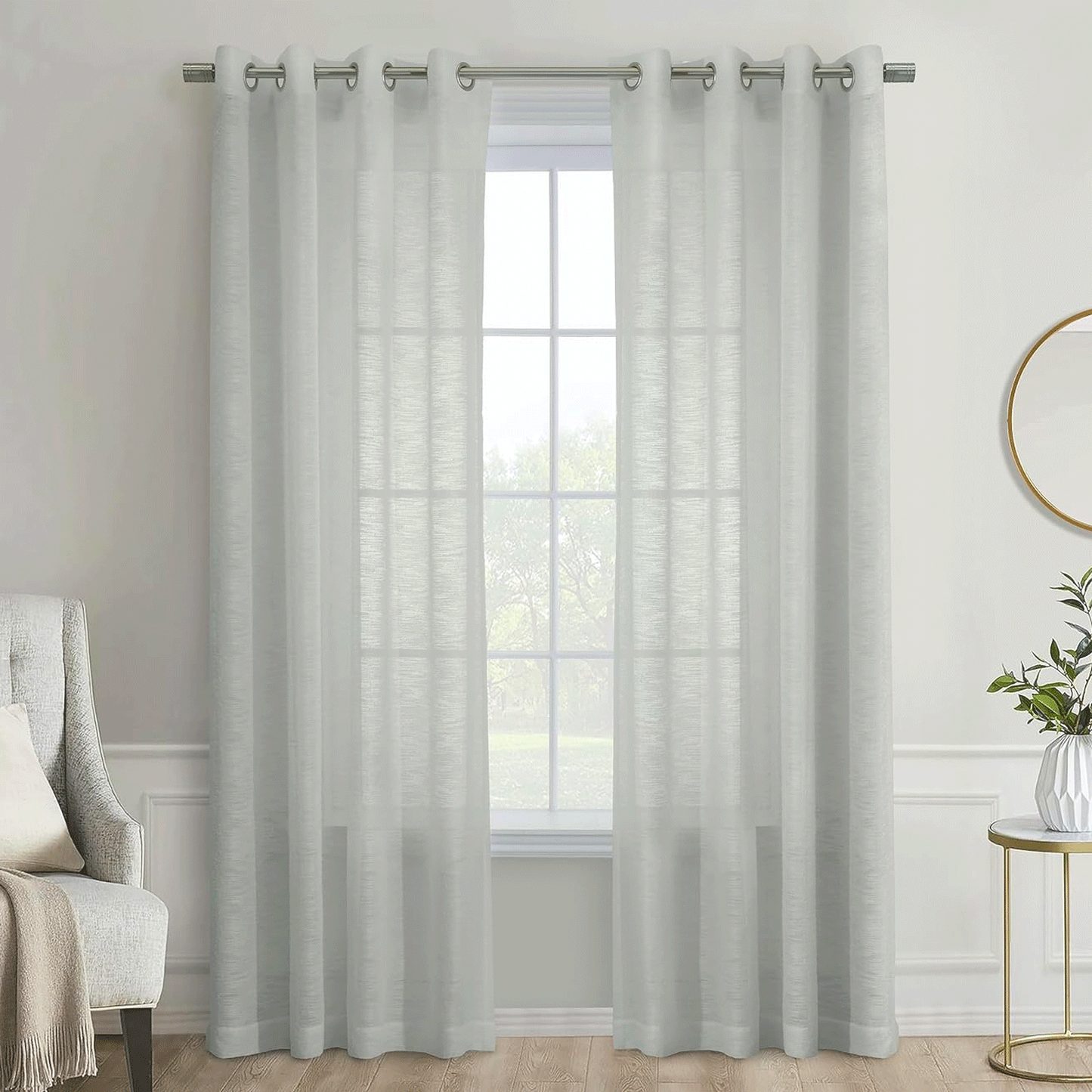 Boucle Sheer Grommet Curtain Panel