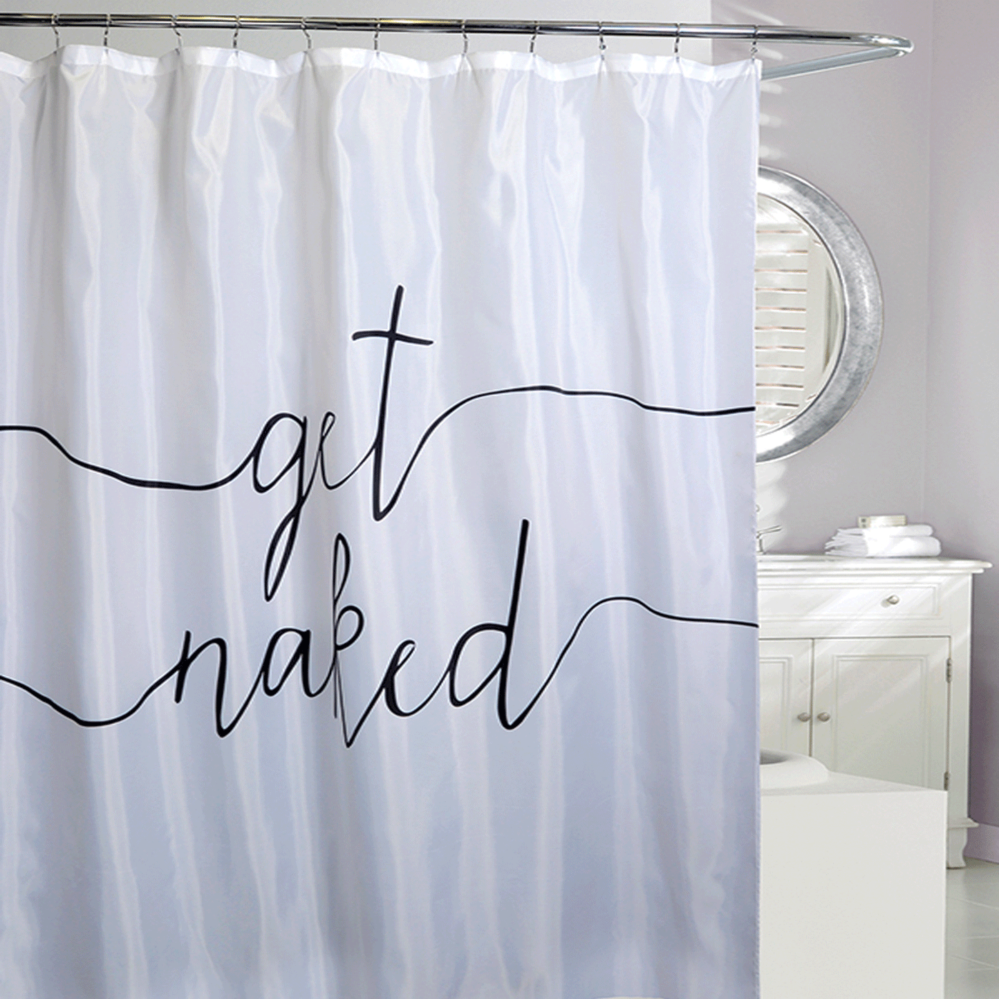 Get Naked Fabric Shower Curtain