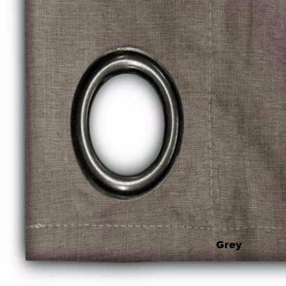 close up shot of Grey Glasgow Grommet Top Patio Panel fabric and grommet