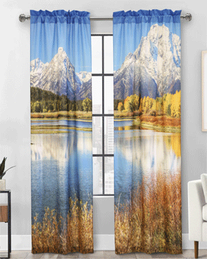 Photo Real Mountains Light Filtering Pole Top Panel Pair