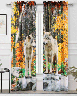 Photo Real Wolves Light Filtering Pole Top Panel Pair