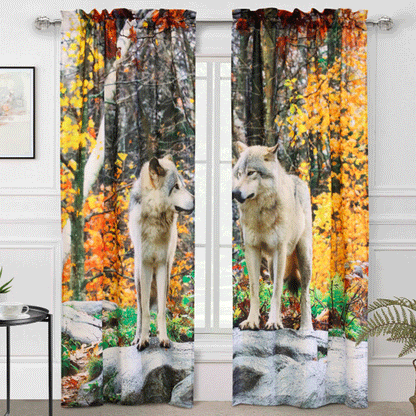 Photo Real Wolves Light Filtering Pole Top Panel Pair