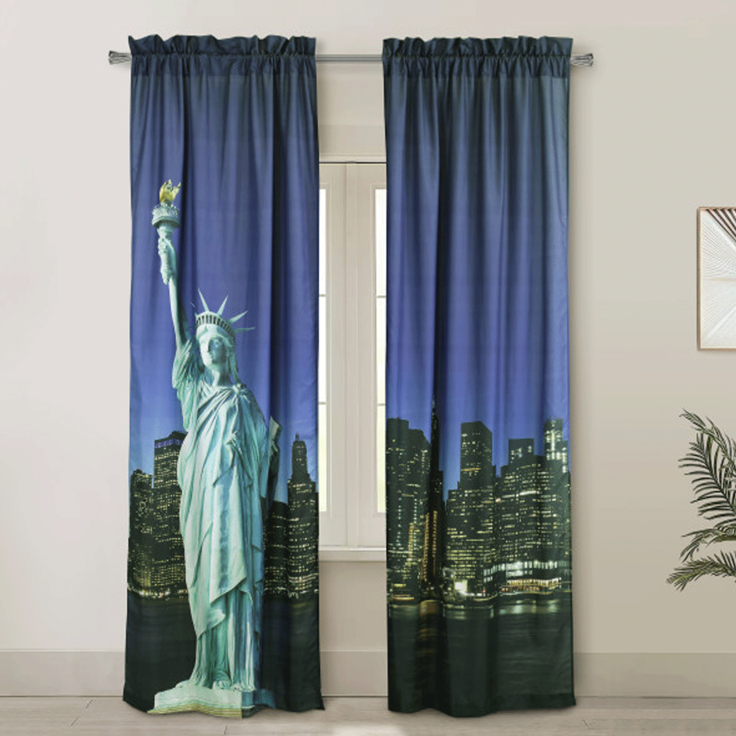 Photo Real Statue Of Liberty Light Filtering Pole Top Panel Pair