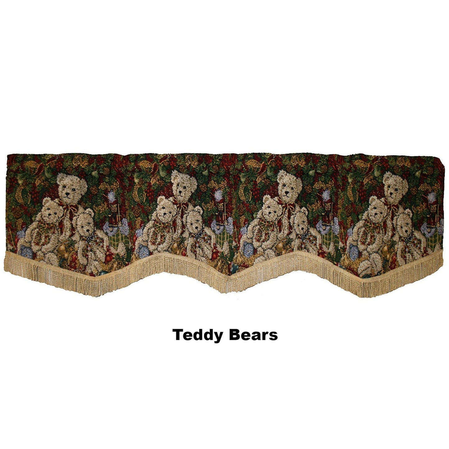 Violet Linen Decorative Christmas Tapestry Window Valance Teddy Bears