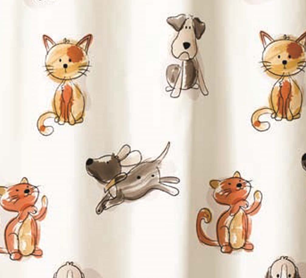 Dogs and Cats Fabric Shower Curtain