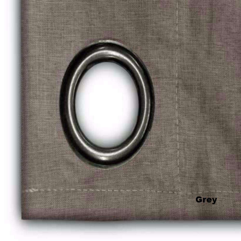 up close shot of Grey Glasgow Shortie Grommet Panel fabric and grommet