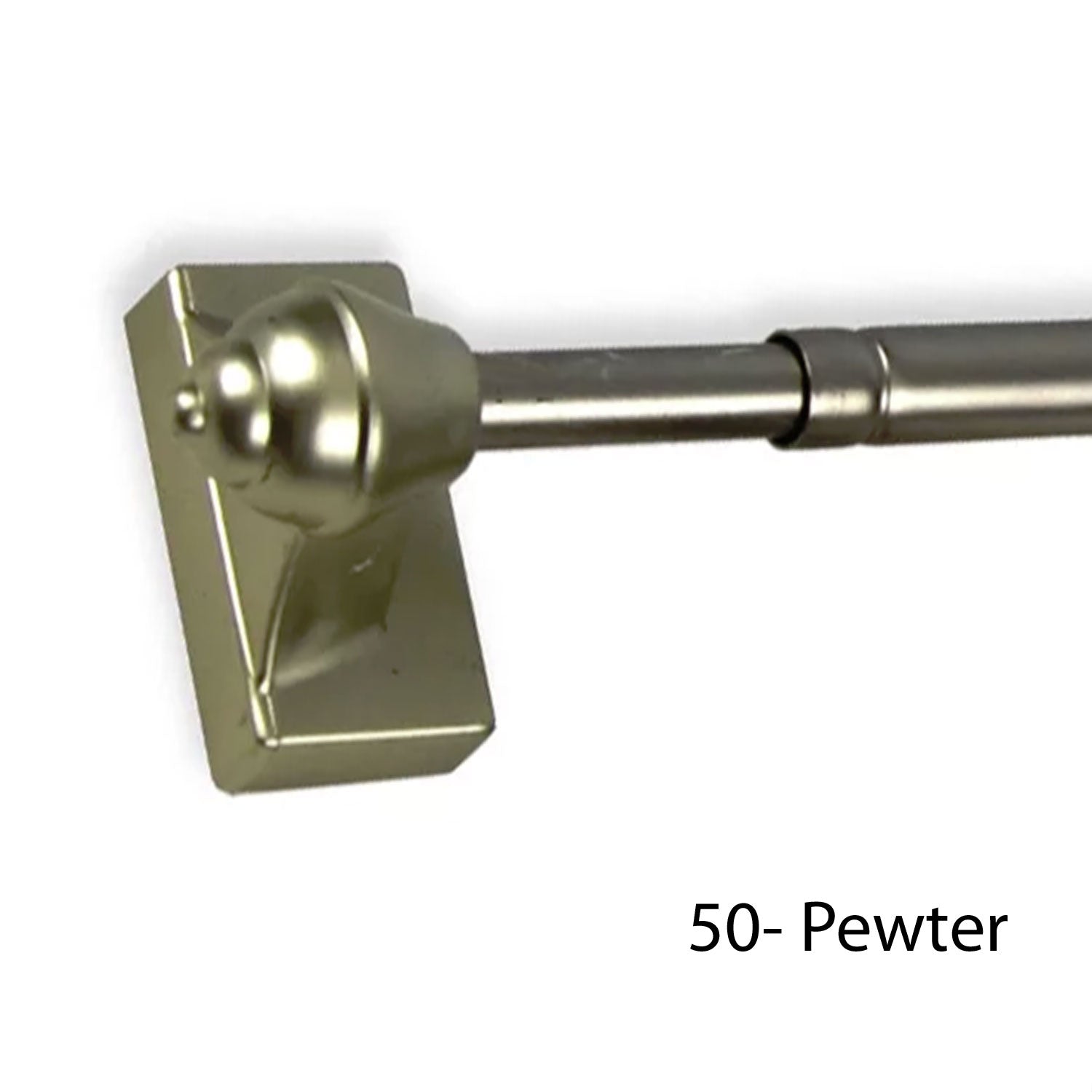 50-Pewter Adjustable MagneRod Cafe Curtain Rod