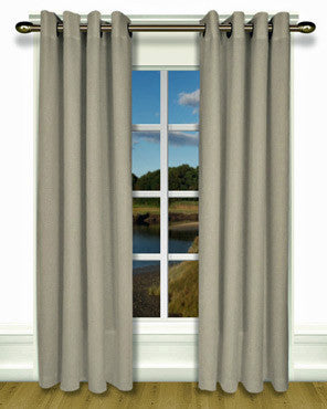 New Castle Grommet Top Panel hanging on a decorative curtain rod