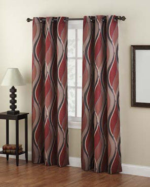Paprika No. 918  Intersect Grommet Top Panel hanging on a decorative rod