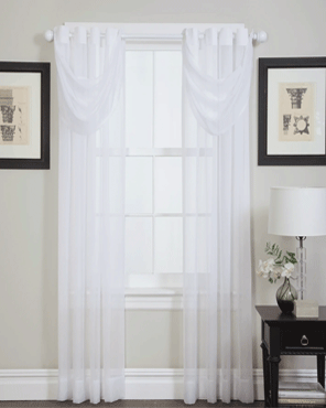 Sheer Voile Grommet Top Panel and Waterfall Valance