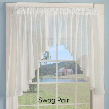 Ricardo Sea Glass Swag Curtains hanging on a curtain rod