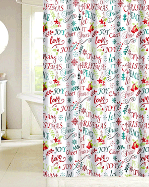 Shimmer Words Fabric Shower Curtain