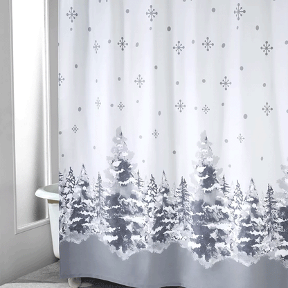 Silver Tree Fabric Shower Curtain