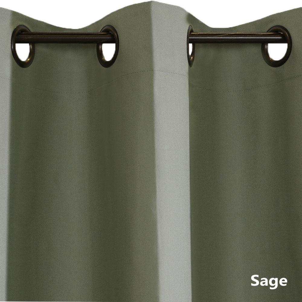 Closeup of sage Weathermate ThermaLogic Insulated Grommet Top Panel Pairs fabric and grommets