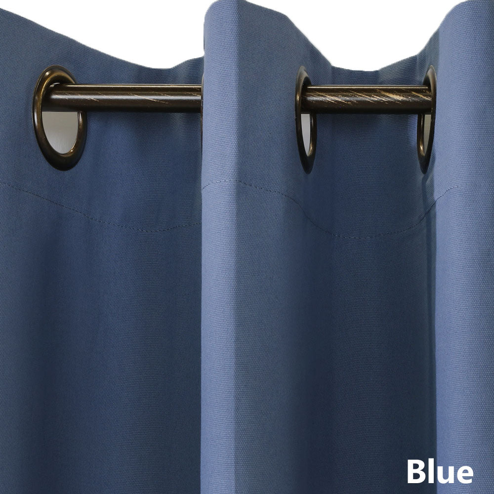 Closeup of blue Weathermate ThermaLogic Insulated Grommet Top Panel Pairs fabric and grommets