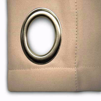 Closeup of putty Ultimate Blackout Grommet Top Patio Panel fabric