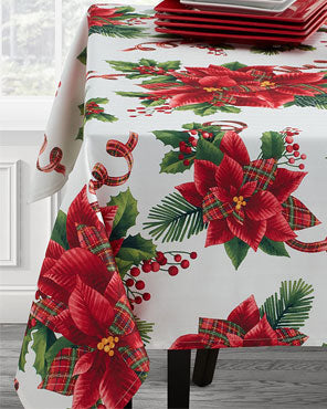 Botanical Plaid Fabric Printed Tablecloth