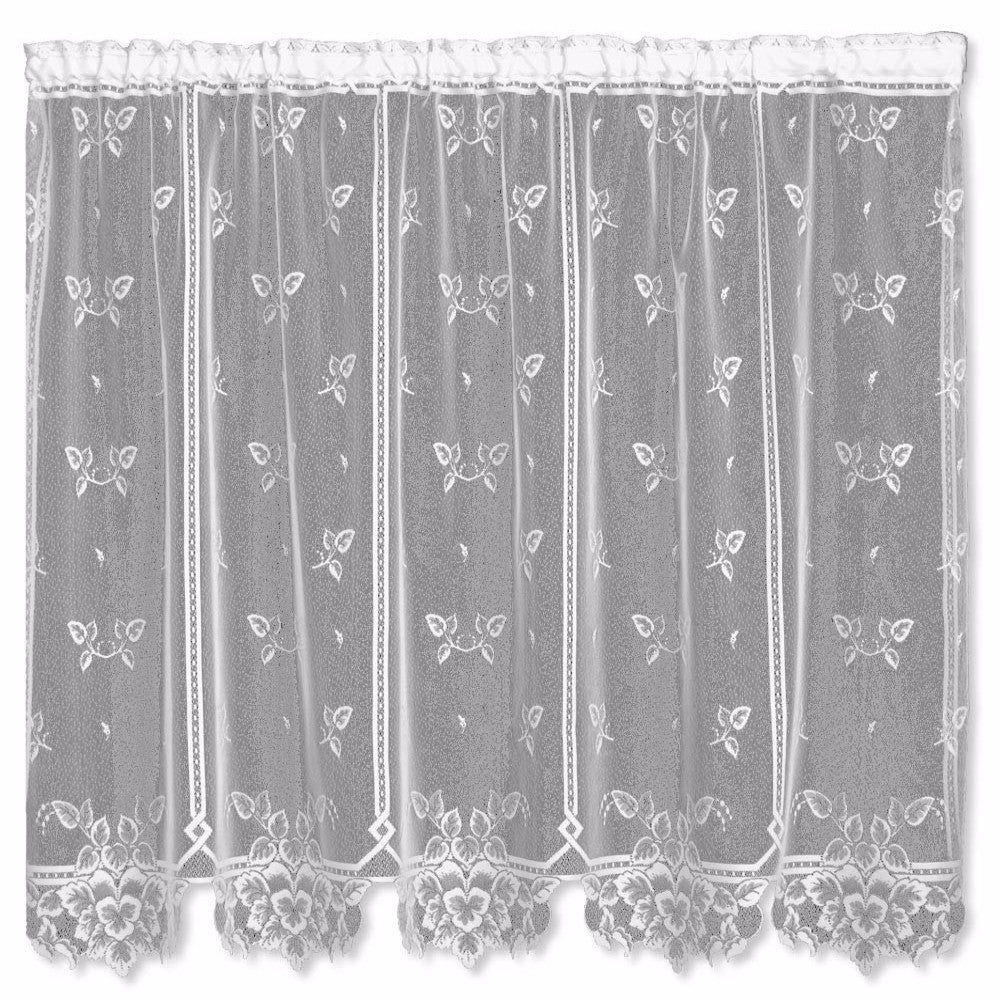 Closeup of White Heirloom Lace Curtain fabric