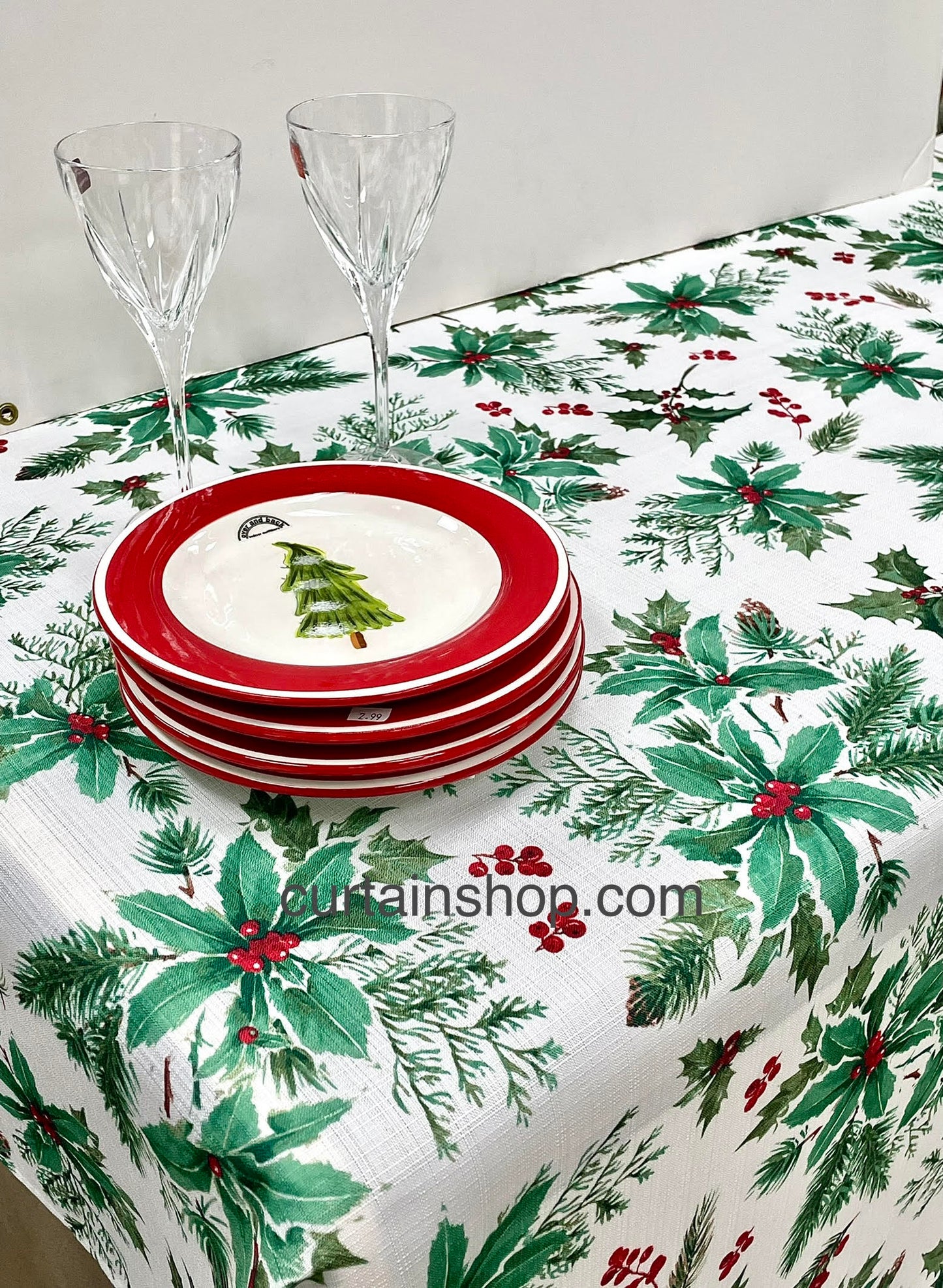 Winter Bloom Fabric Tablecloth
