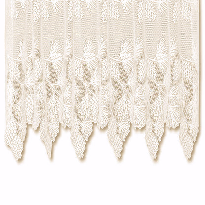 Closeup of Heritage Lace Woodland Kitchen Valance fabric and scallop and fringe